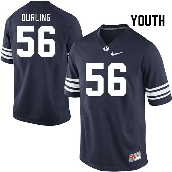 Youth #56 James Durling BYU Cougars College Football Jerseys Stitched-Navy